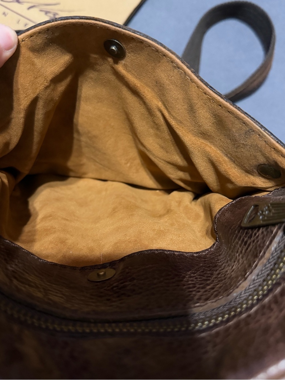 Patricia Nash Francesca Brown Leather Crossbody Purse with Embossed Medallion - Picture 7 of 13